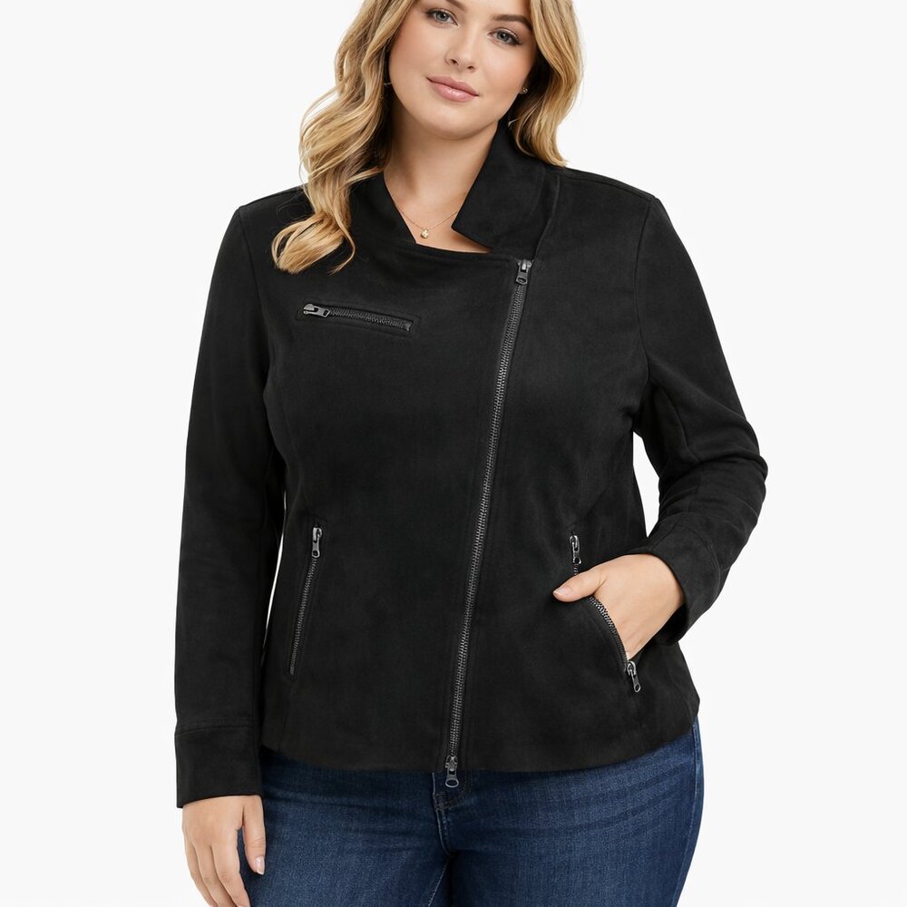 Eileen Fisher Petite Moto Jacket PL NWT Black Minimalist Capsule Workwear